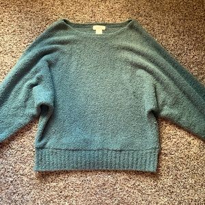 teal balloon arm sweater